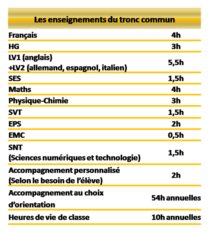 Organisation de la 2nde Lycée Monge Chambéry